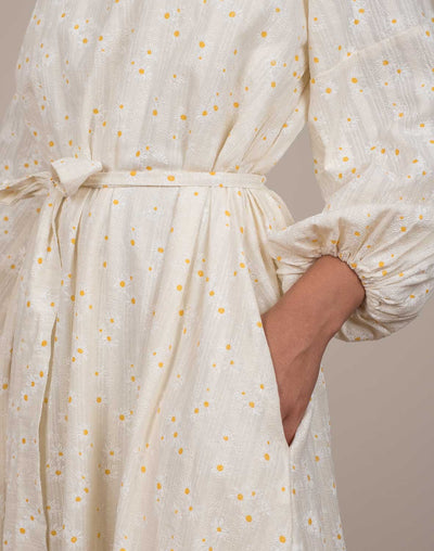 Daisy Puffed Sleeve Dress with Pockets
