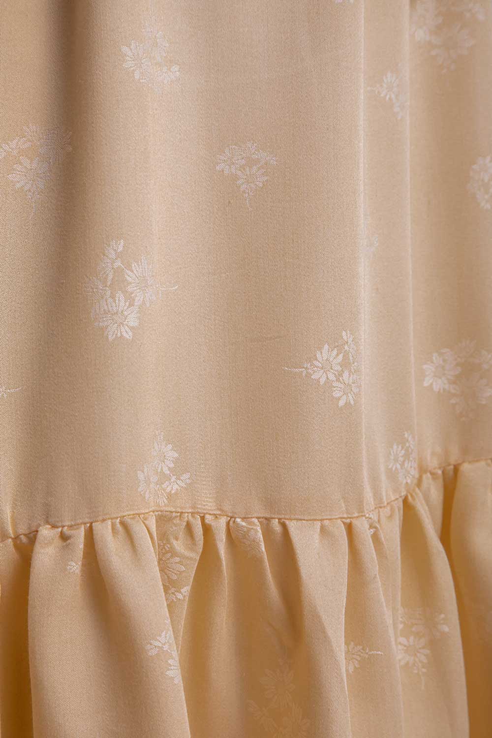 Nadra Jacquard Floral Pattern Cream Dress