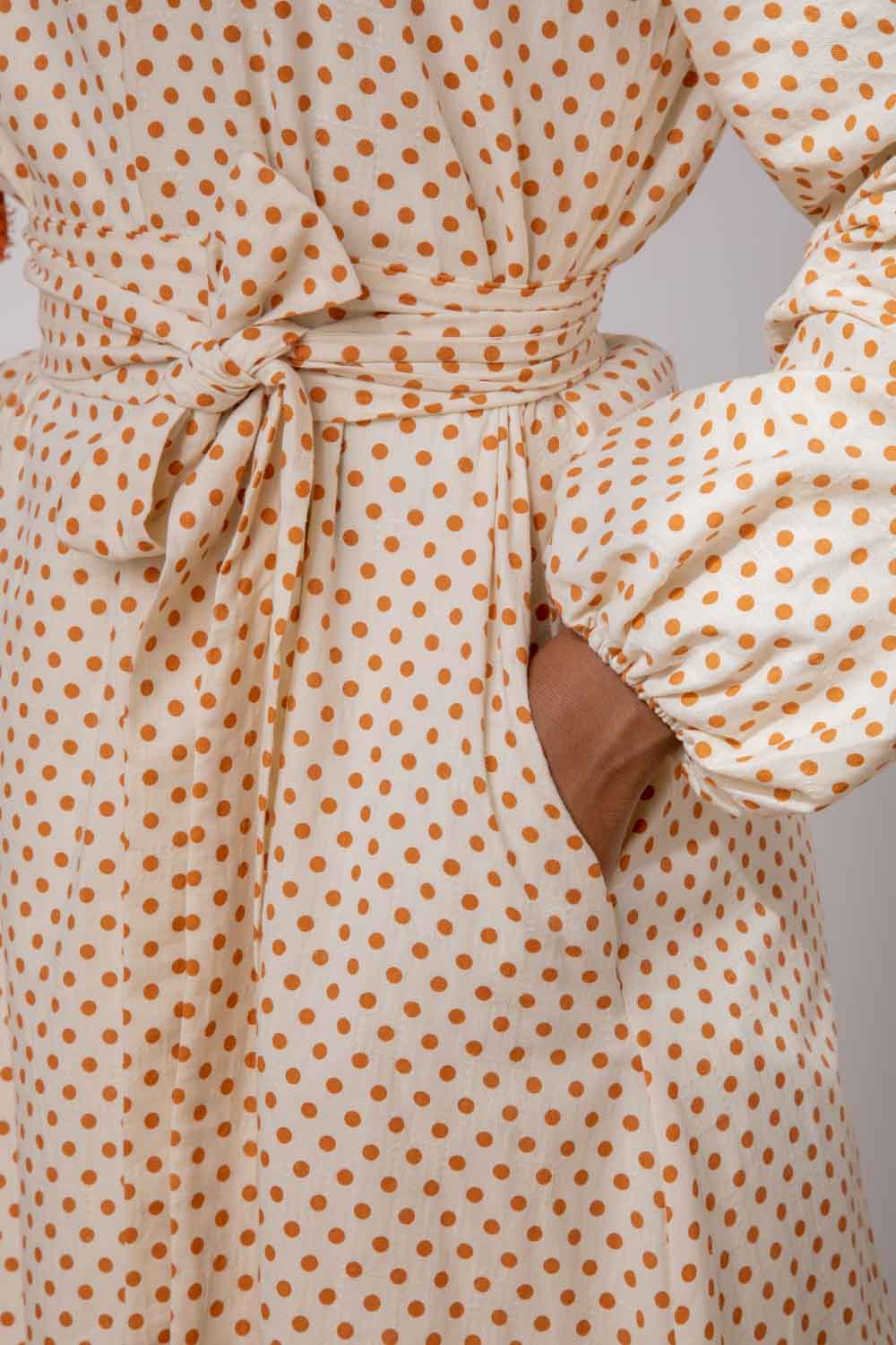 Fairouz Orange Dotted Cotton Dress