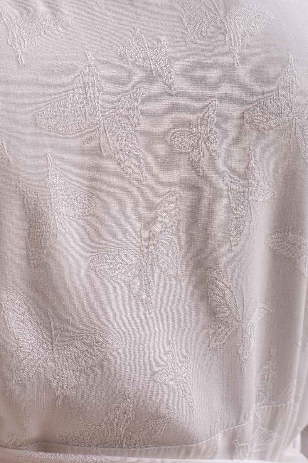Malak Jacquard Butterfly Pattern White Wrap Dress